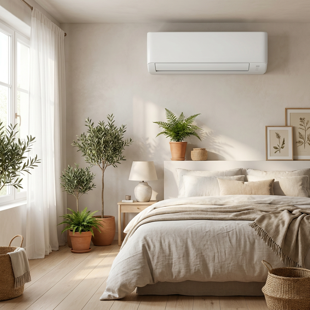 Climatiseur réversible mural dans une chambre