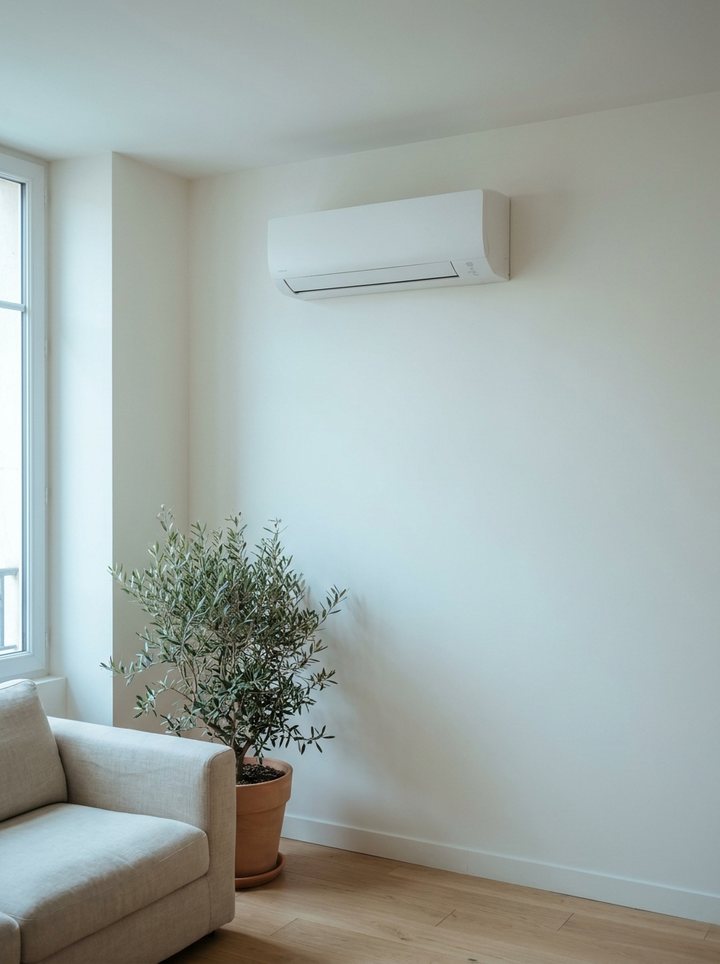 Climatiseur split réversible dans un salon
